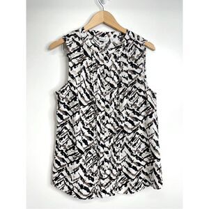 Kim Rogers Sleeveless Shirt 100% Linen Womens Camo Print Size XL